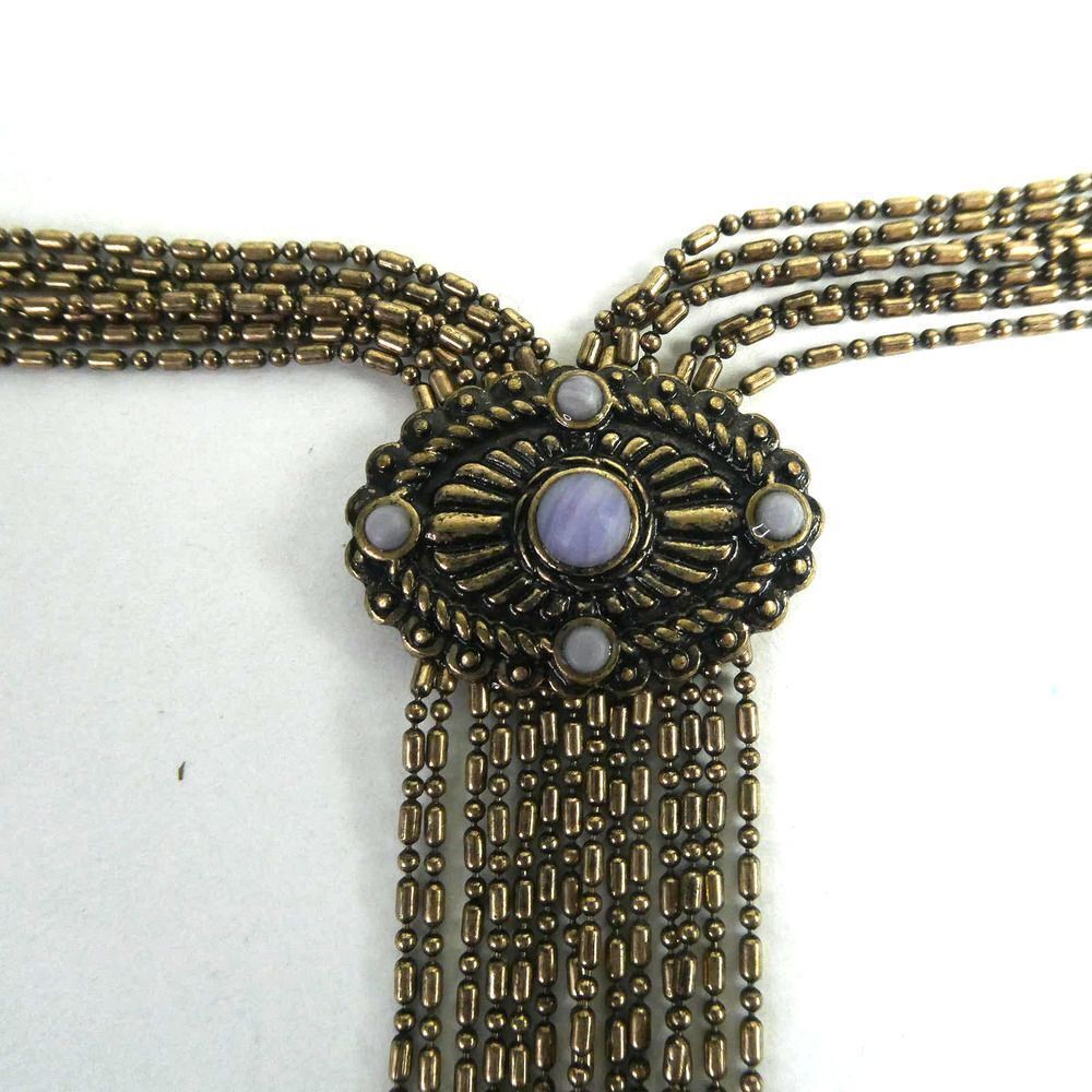 Unique Y Drop Multi Strand Adjustable Purple Ston… - image 2